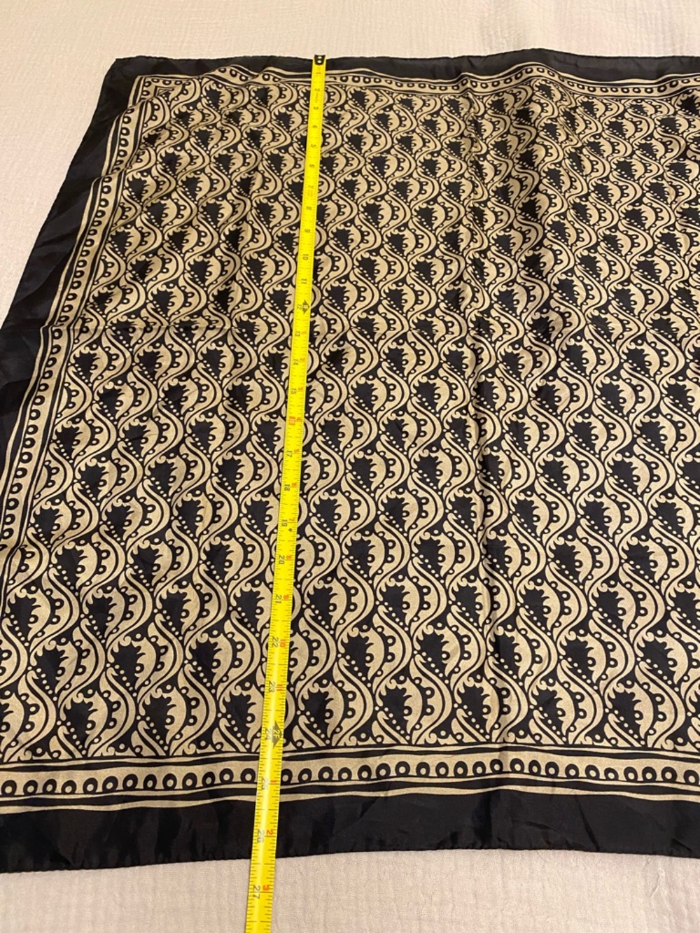 Yves Saint Laurent Black and Gold Paisley Silk Scarf - Picture 5 of 6
